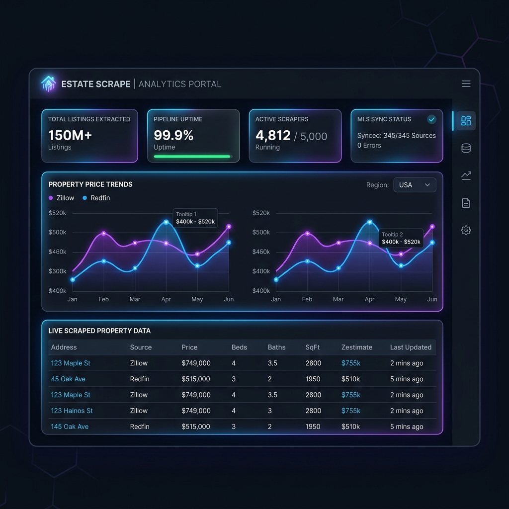 Real Estate Data Scraping Dashboard Analytics